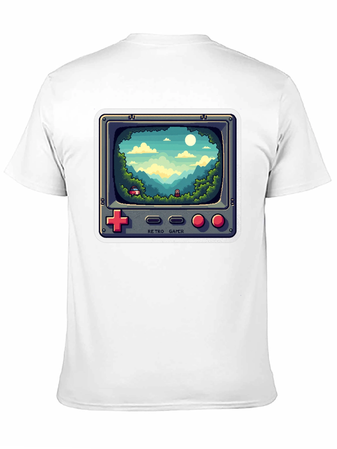 Retro Gamer T-Shirt - Pixelated Game Landscape Design