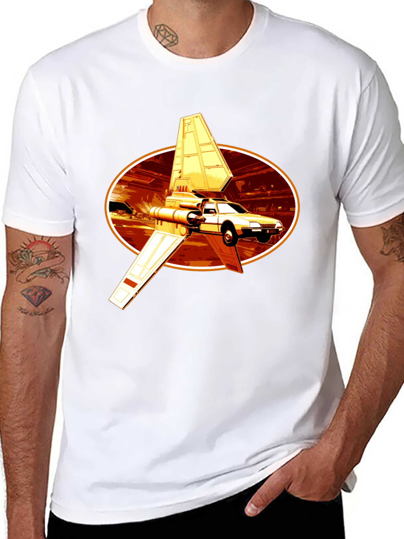 Sci-Fi Car T-Shirt - Black Graphic Tee