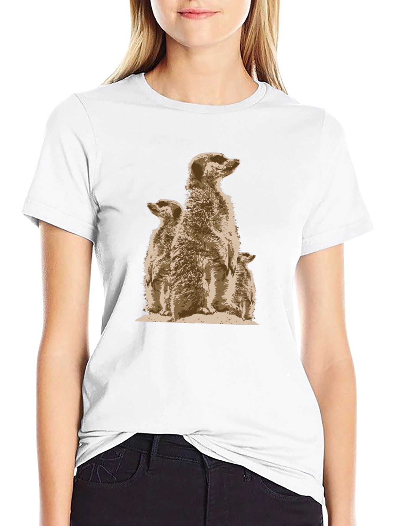 Meerkat Family Graphic Tee - Unique Animal Design