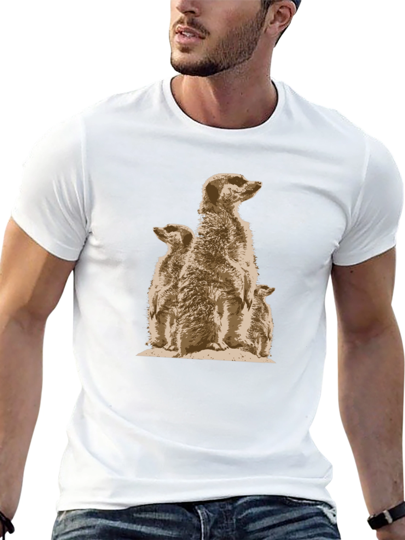Meerkat Family Graphic Tee - Unique Animal Design