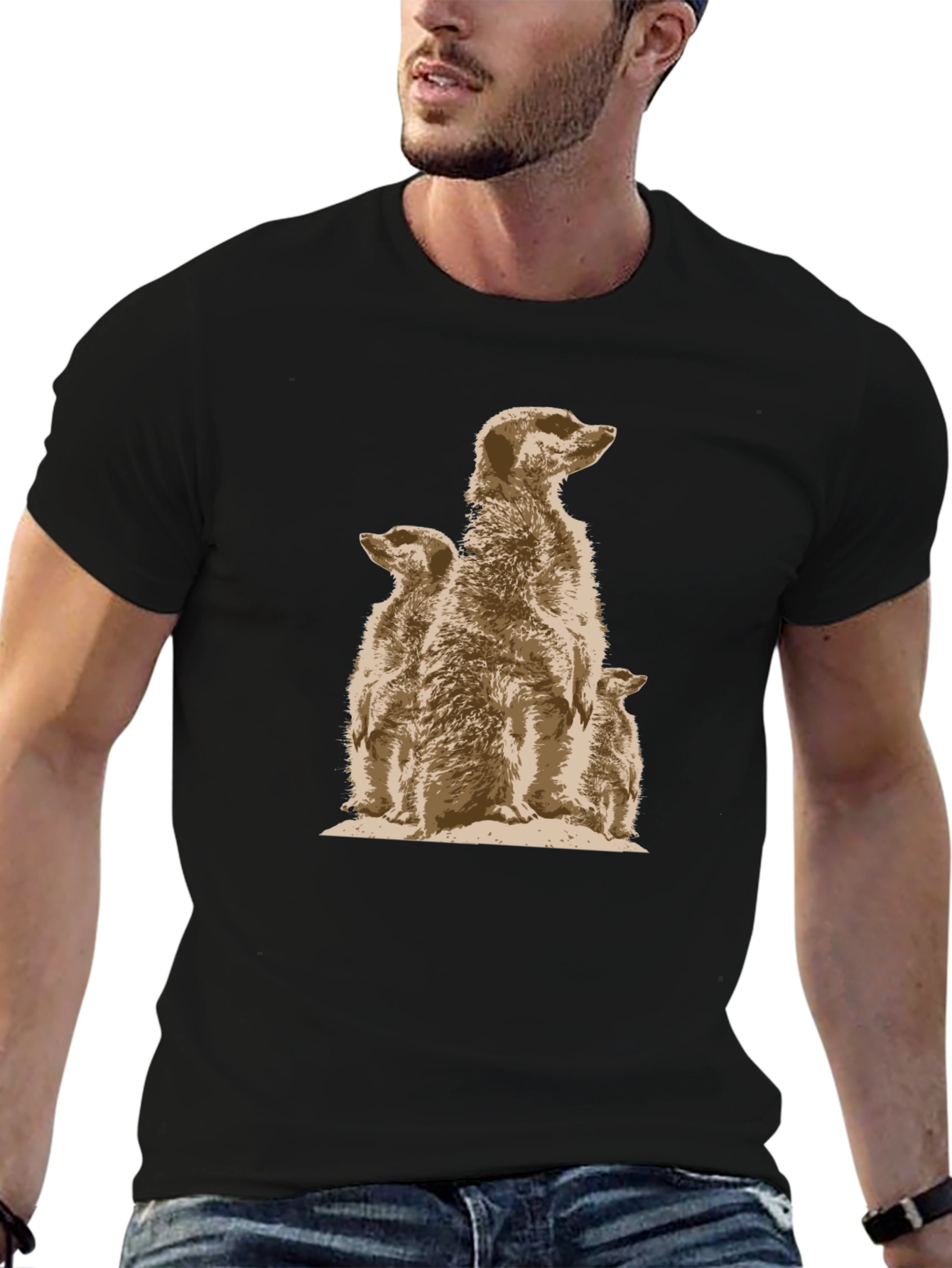 Meerkat Family Graphic Tee - Unique Animal Design