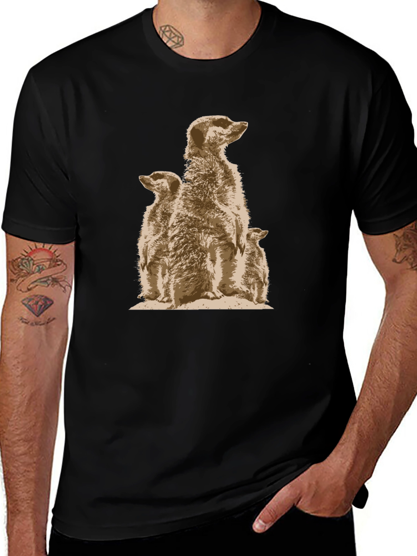 Meerkat Family Graphic Tee - Unique Animal Design