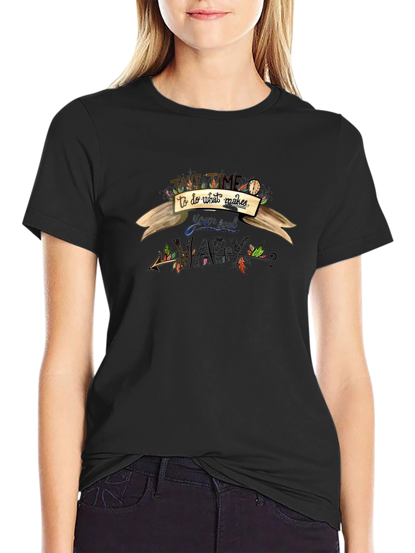 Take Time Black Graphic T-Shirt