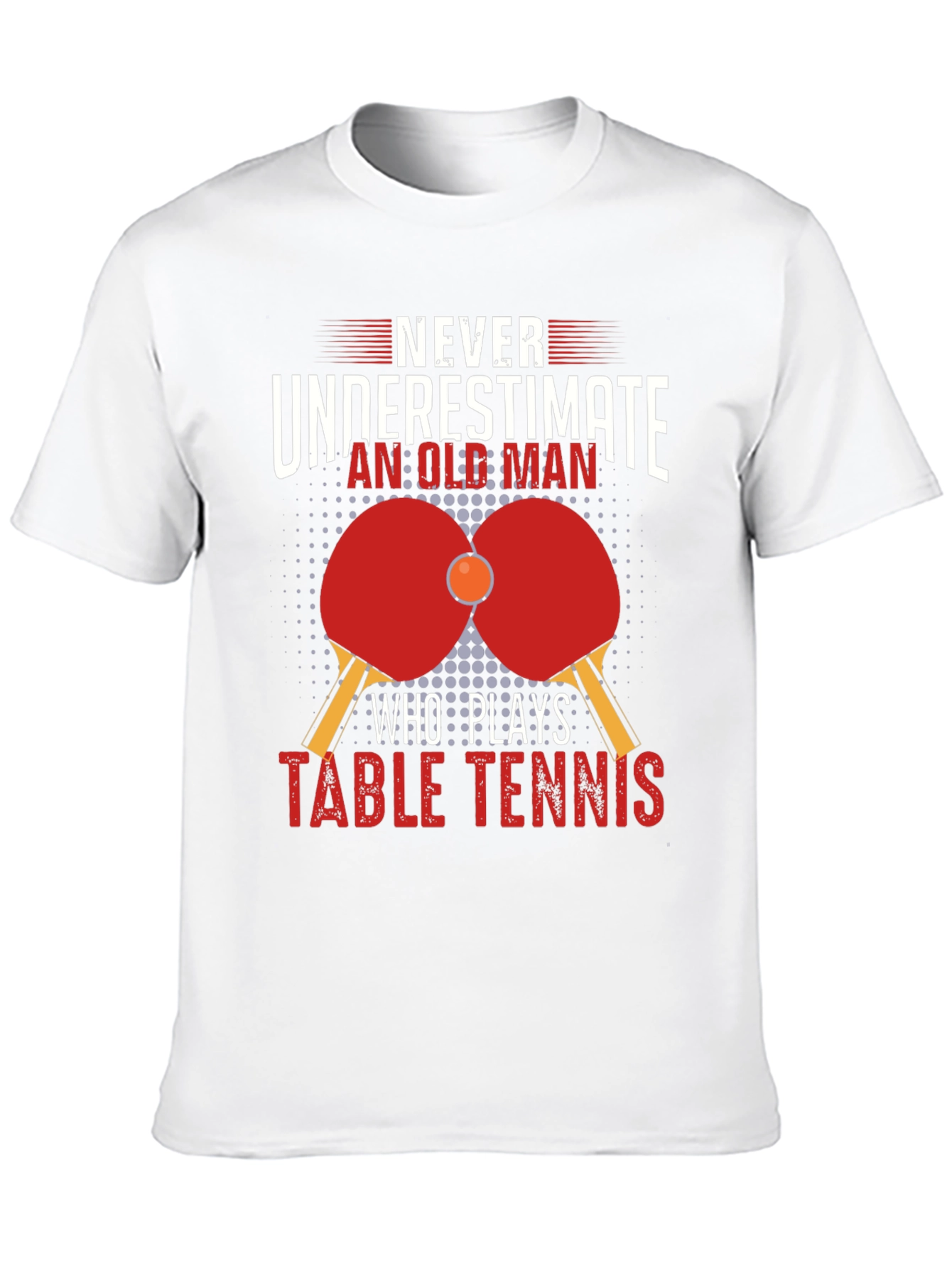 Never Underestimate Table Tennis Old Man Black T-Shirt