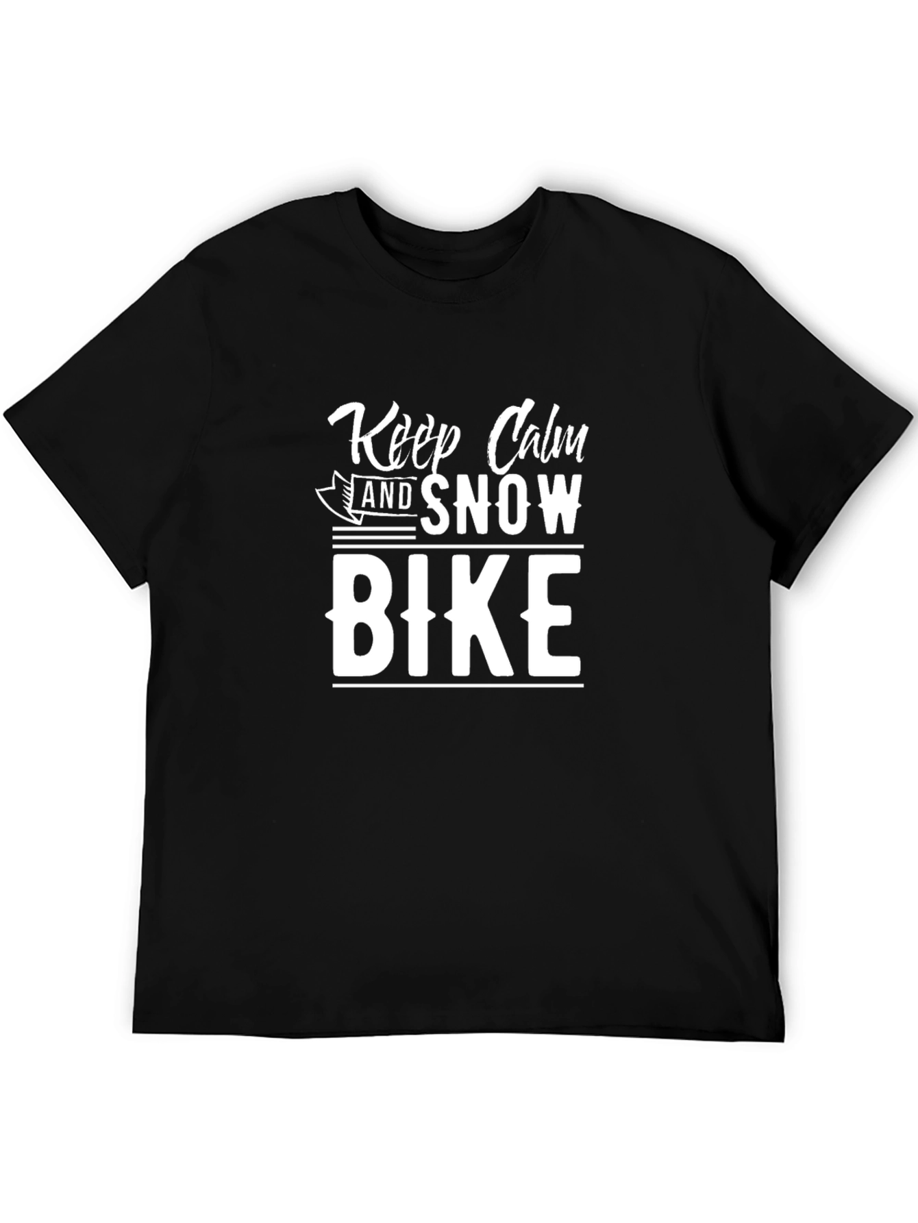 Keep Calm and Snow Bike Black T-Shirt