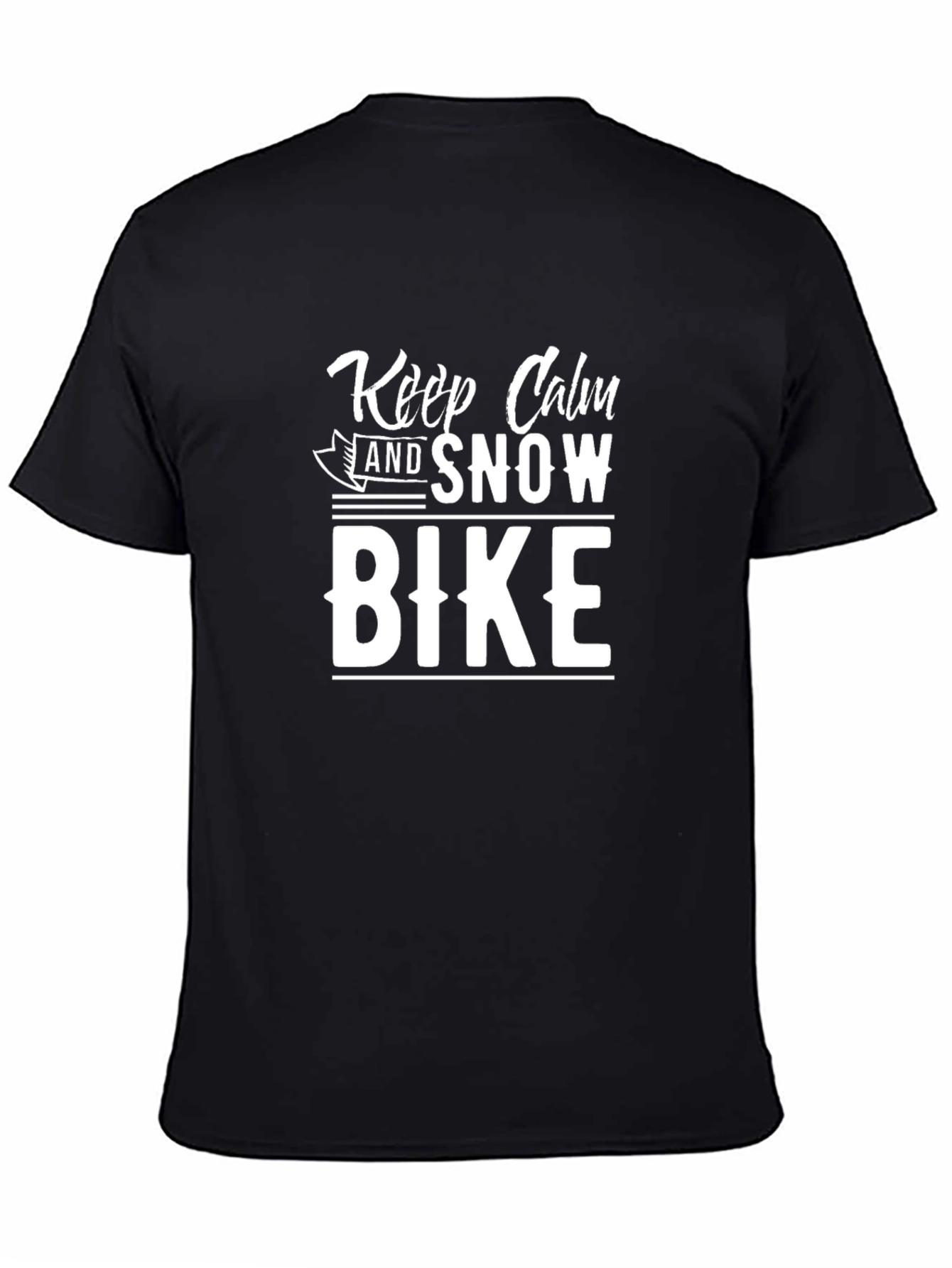 Keep Calm and Snow Bike Black T-Shirt