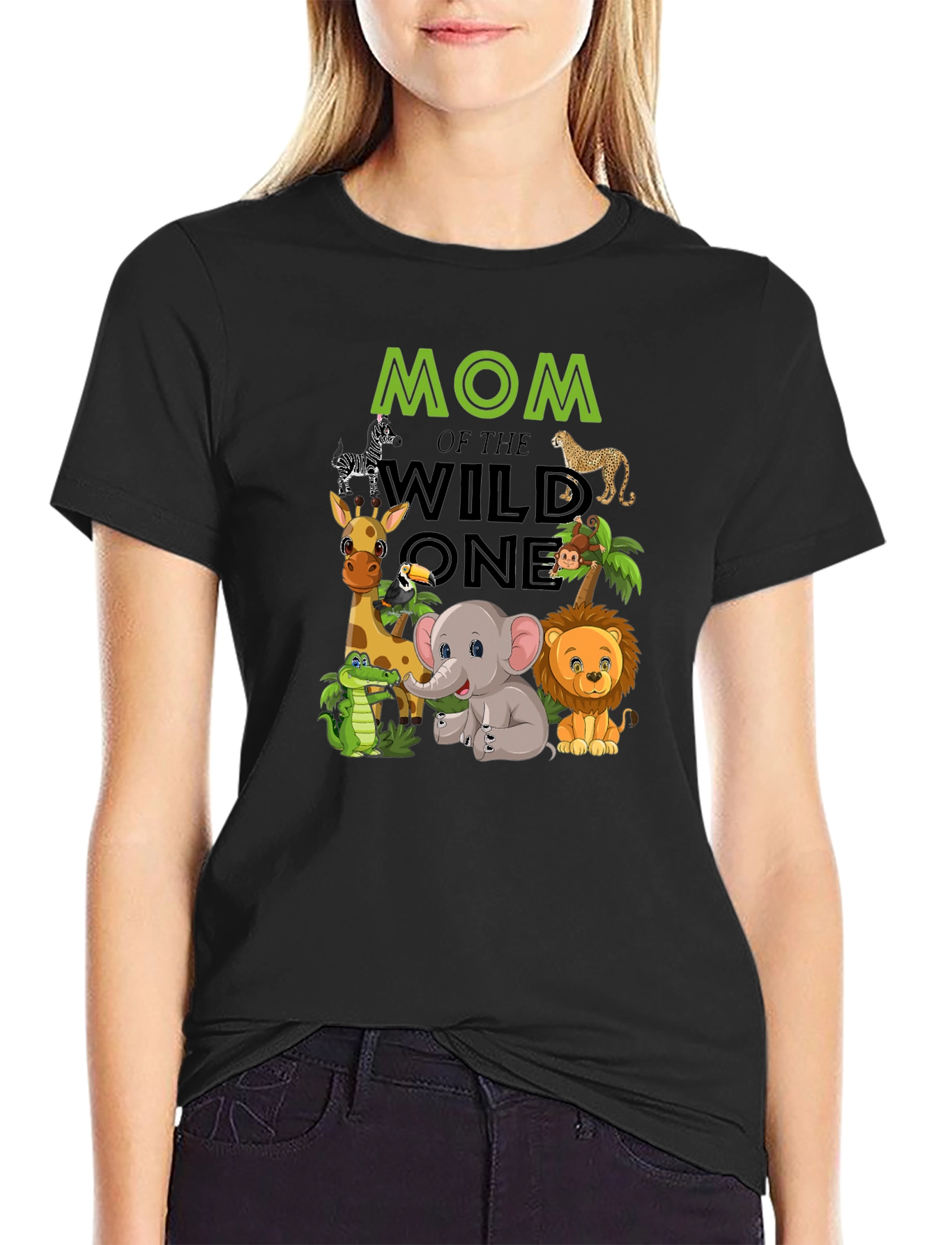 Mom of the Wild One Safari Animals T-Shirt
