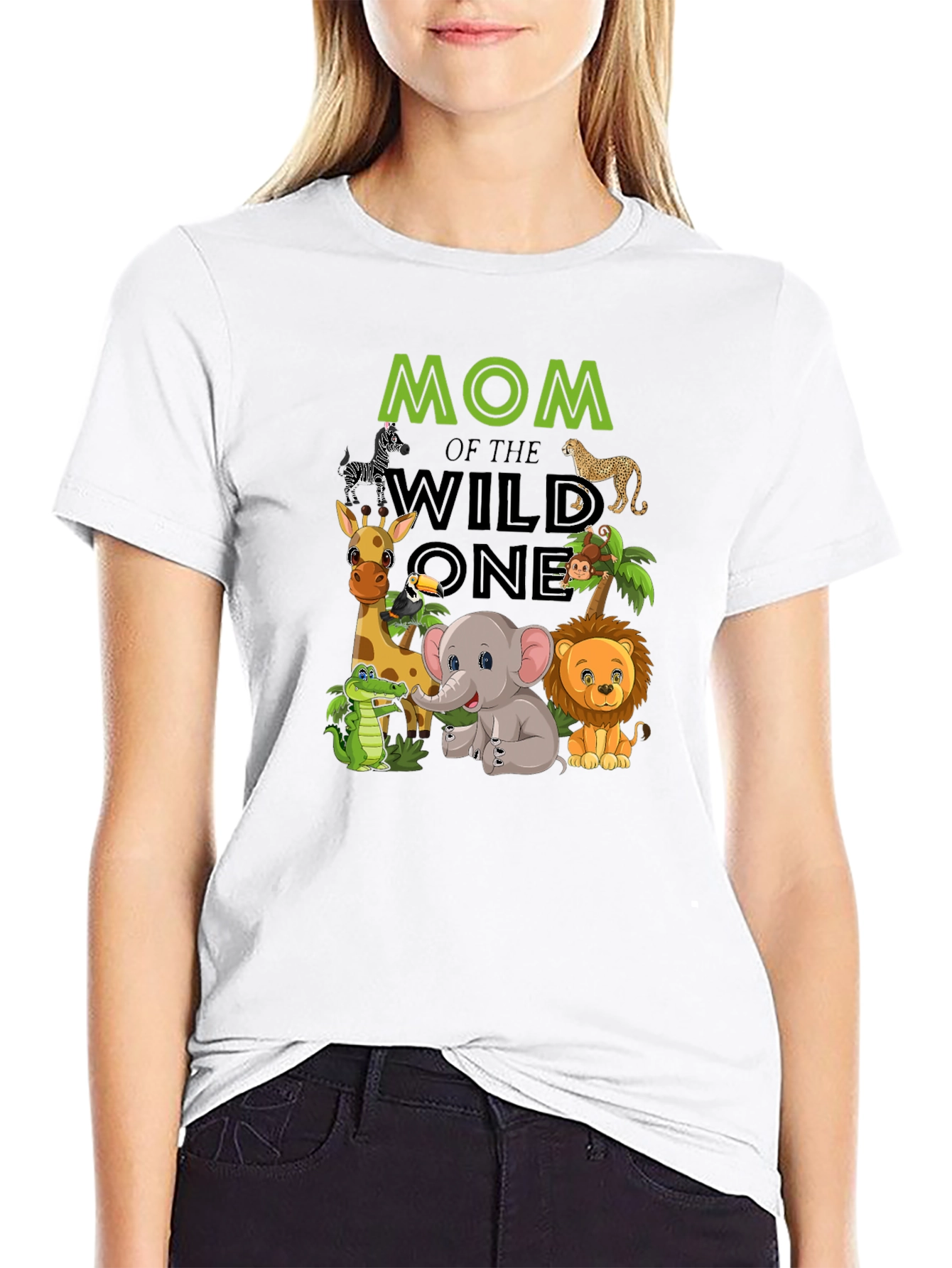 Mom of the Wild One Safari Animals T-Shirt