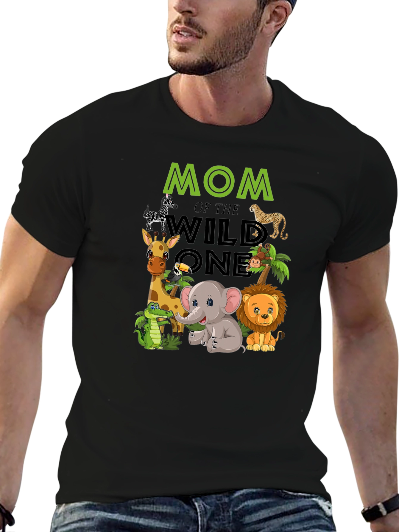 Mom of the Wild One Safari Animals T-Shirt