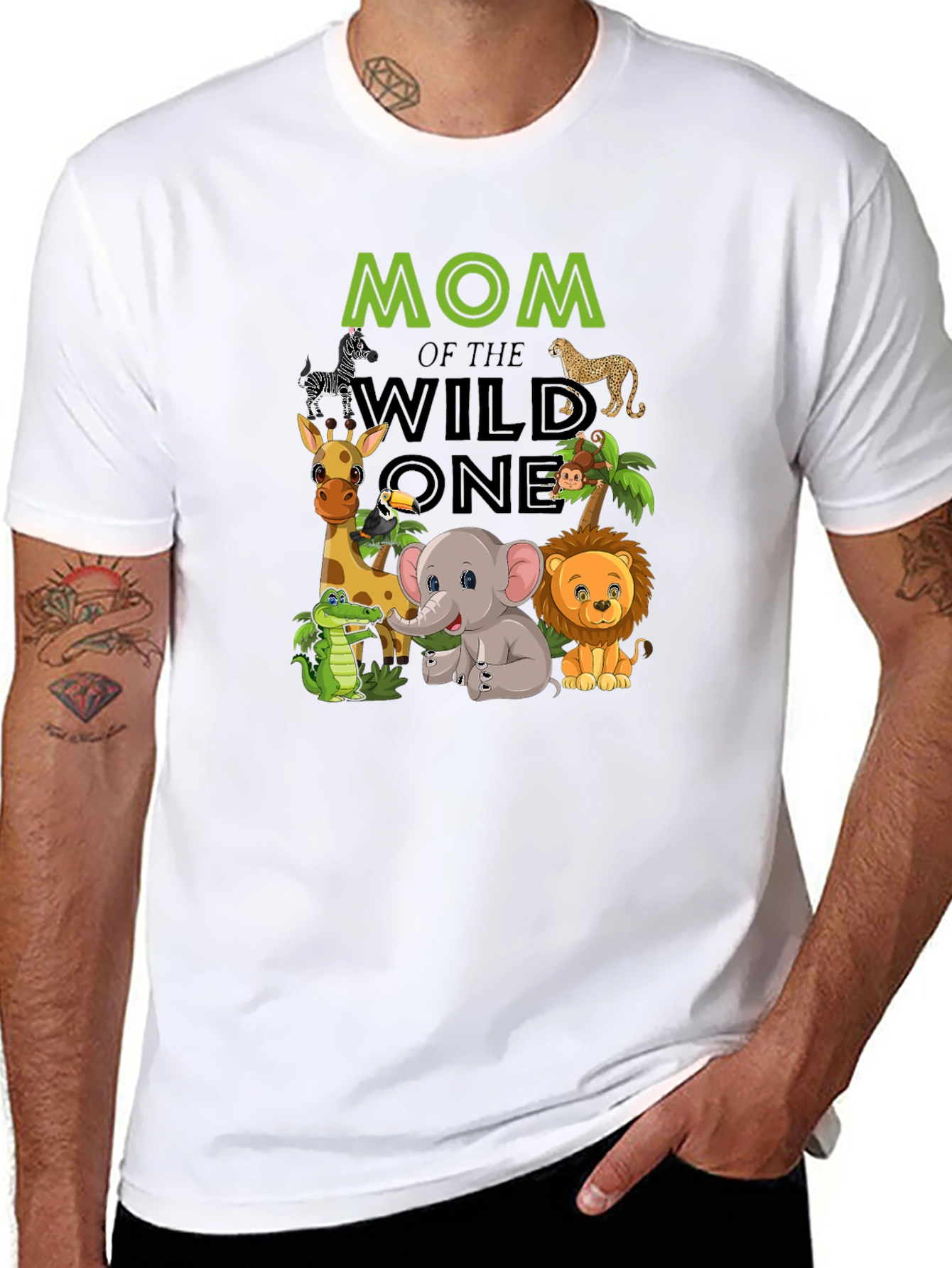 Mom of the Wild One Safari Animals T-Shirt