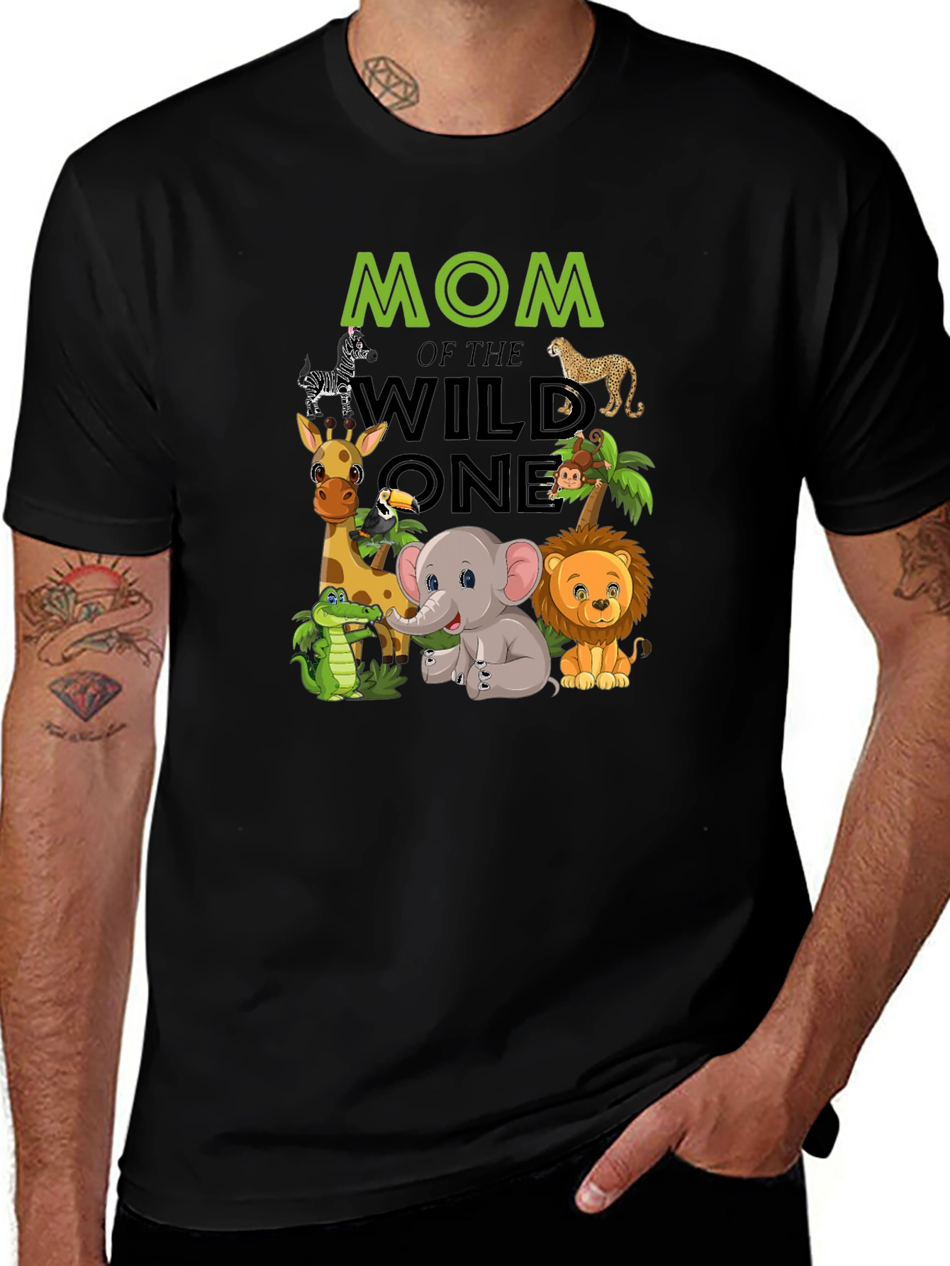 Mom of the Wild One Safari Animals T-Shirt