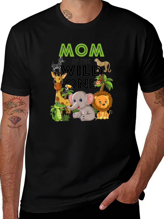 Mom of the Wild One Safari Animals T-Shirt