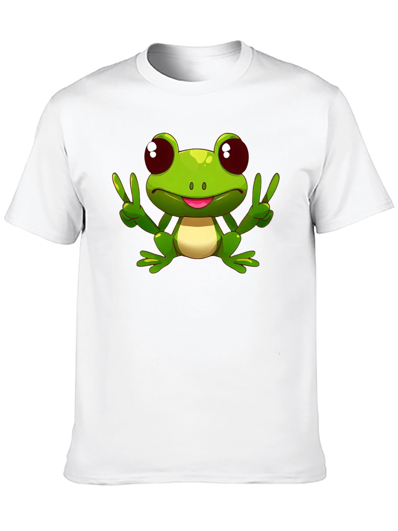 Funny Frog Peace Sign Black T-Shirt