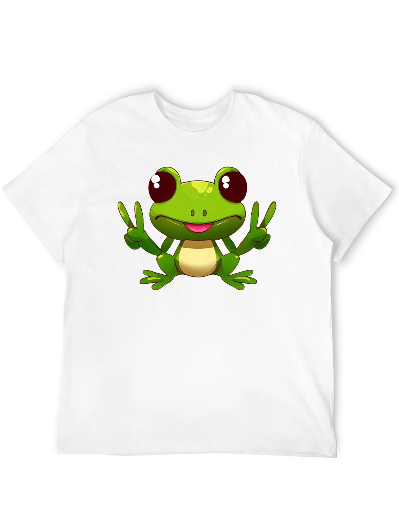 Funny Frog Peace Sign Black T-Shirt