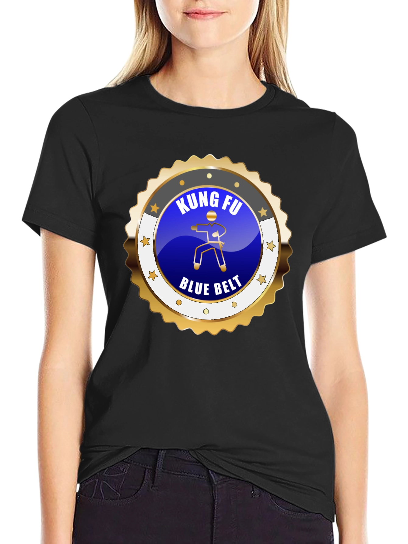 Kung Fu Blue Belt Black T-Shirt