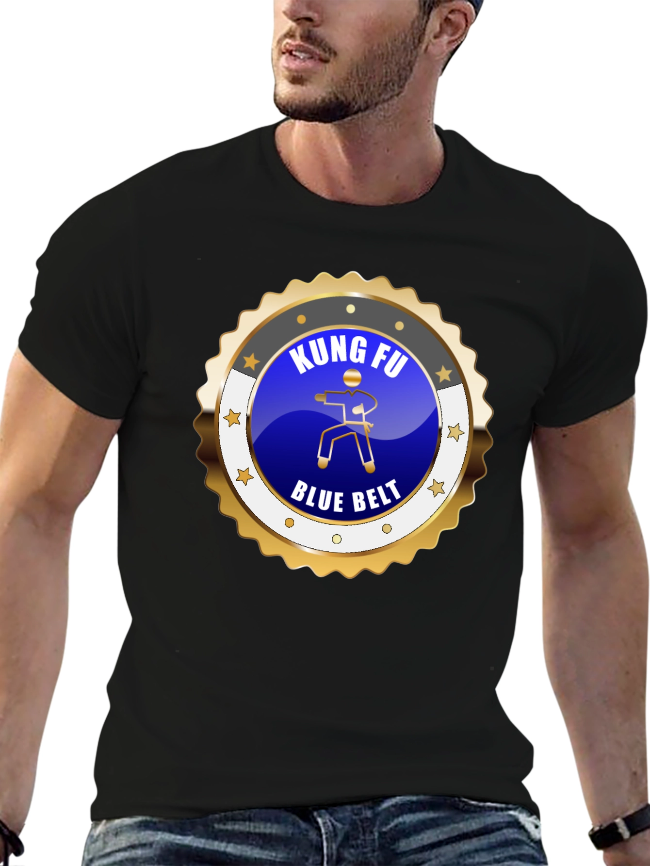 Kung Fu Blue Belt Black T-Shirt