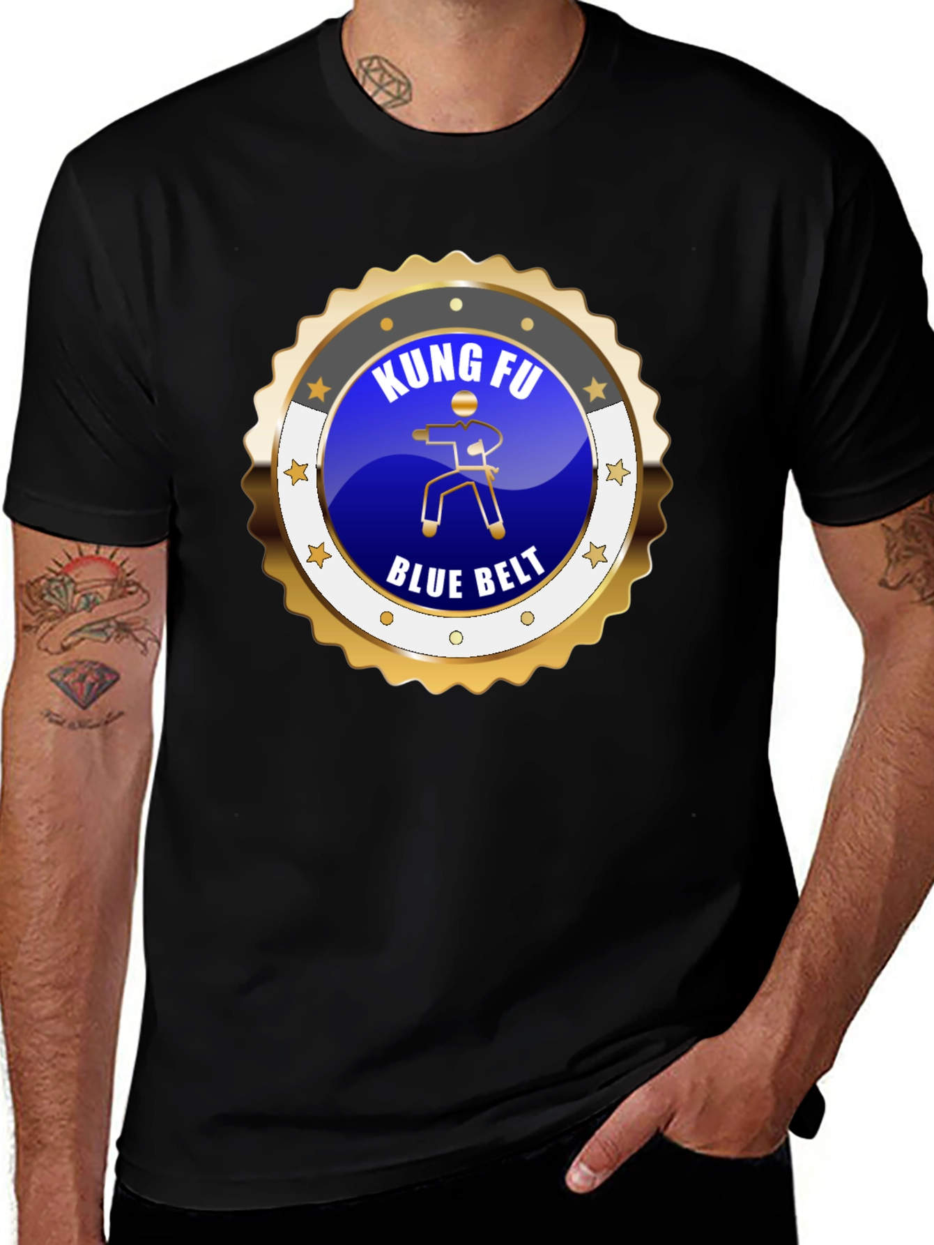Kung Fu Blue Belt Black T-Shirt