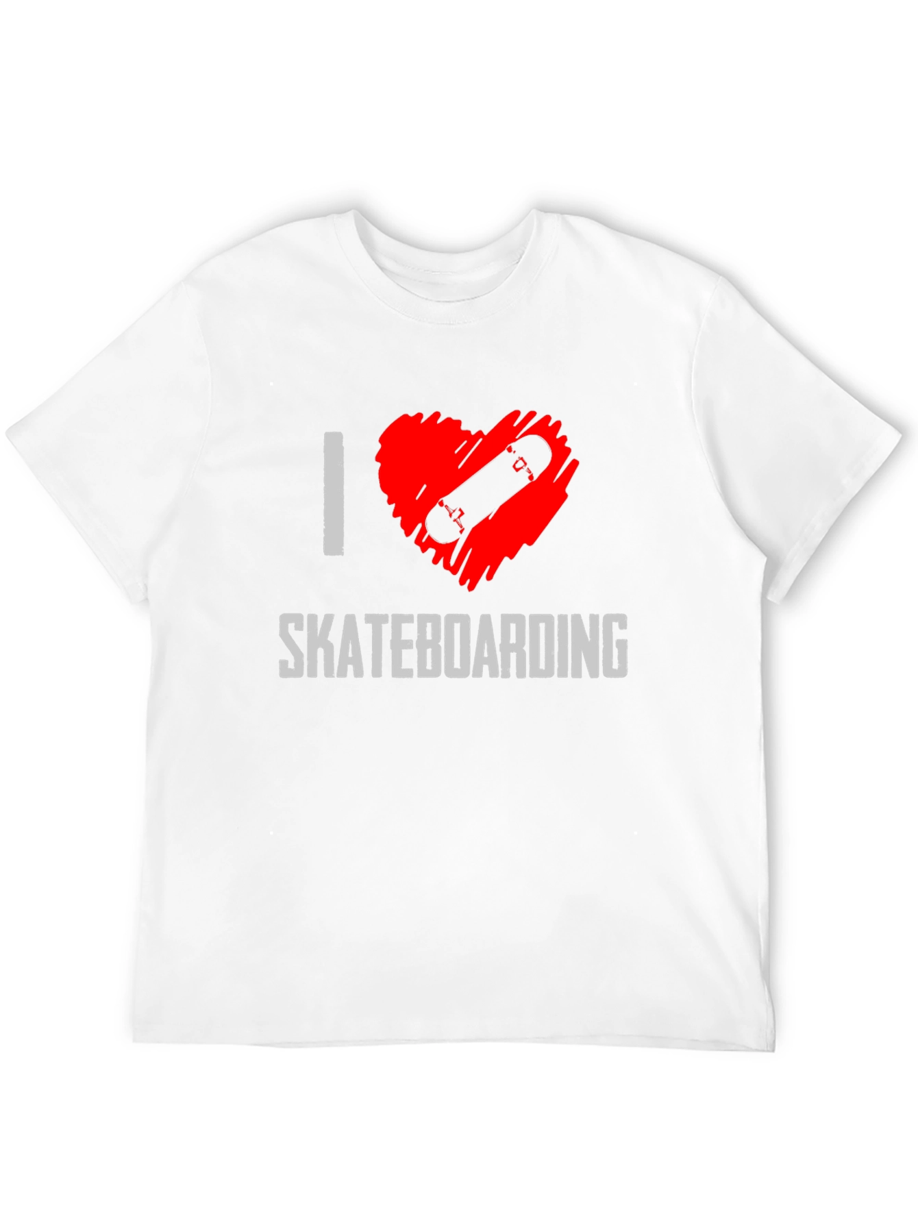 I Heart Skateboarding Graphic Tee - Black Cotton T-Shirt