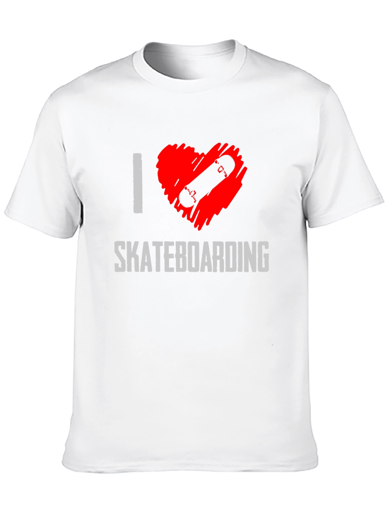 I Heart Skateboarding Graphic Tee - Black Cotton T-Shirt