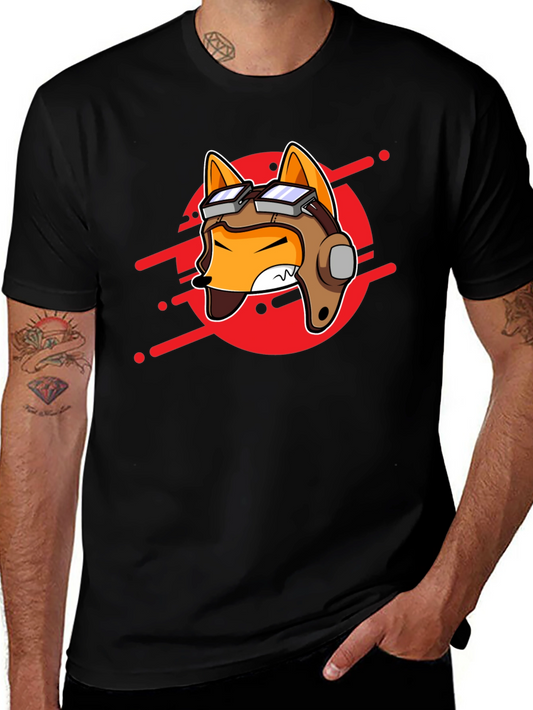 Pilot Fox Graphic Tee - Cool Cartoon T-Shirt