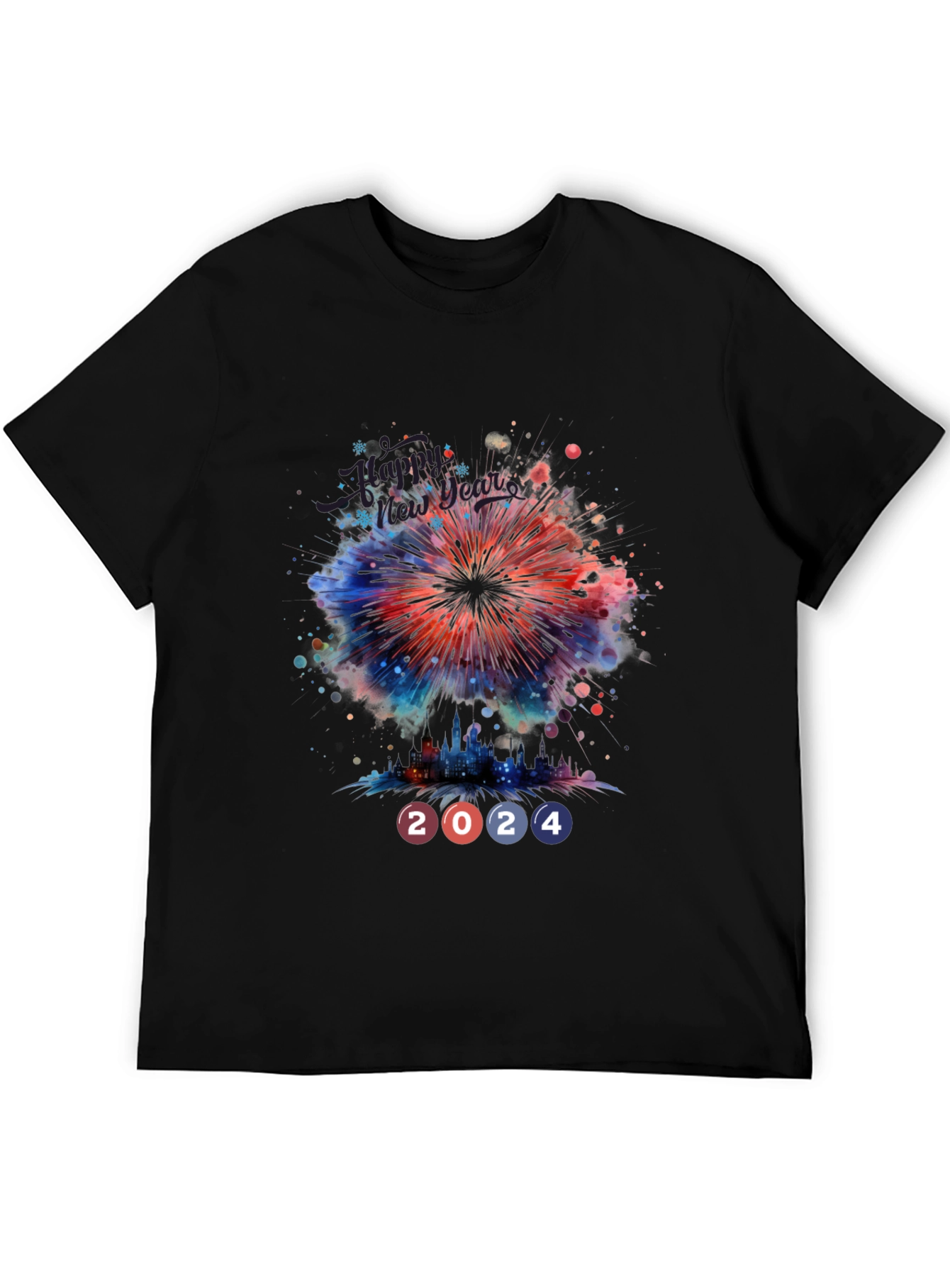 New Year 2024 Fireworks Graphic T-Shirt