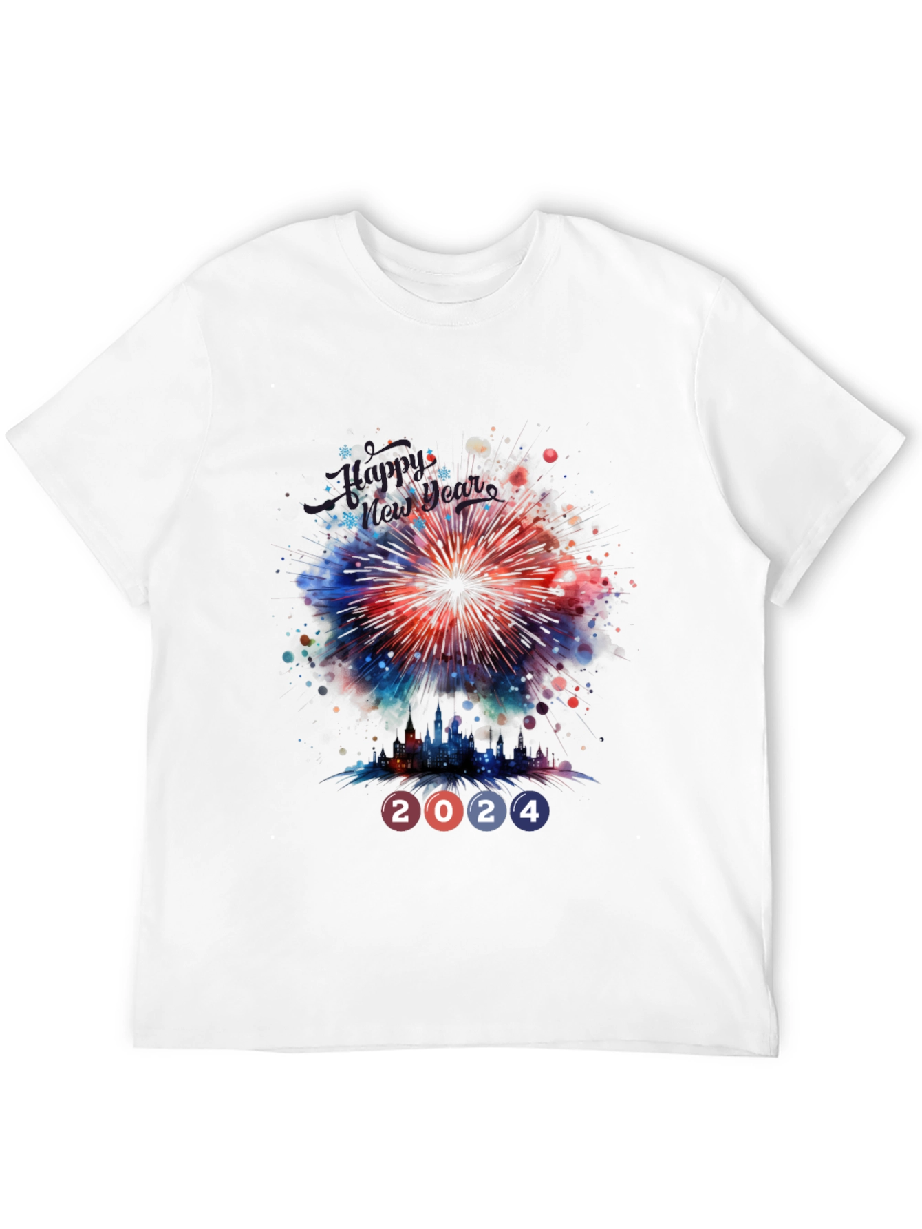 New Year 2024 Fireworks Graphic T-Shirt