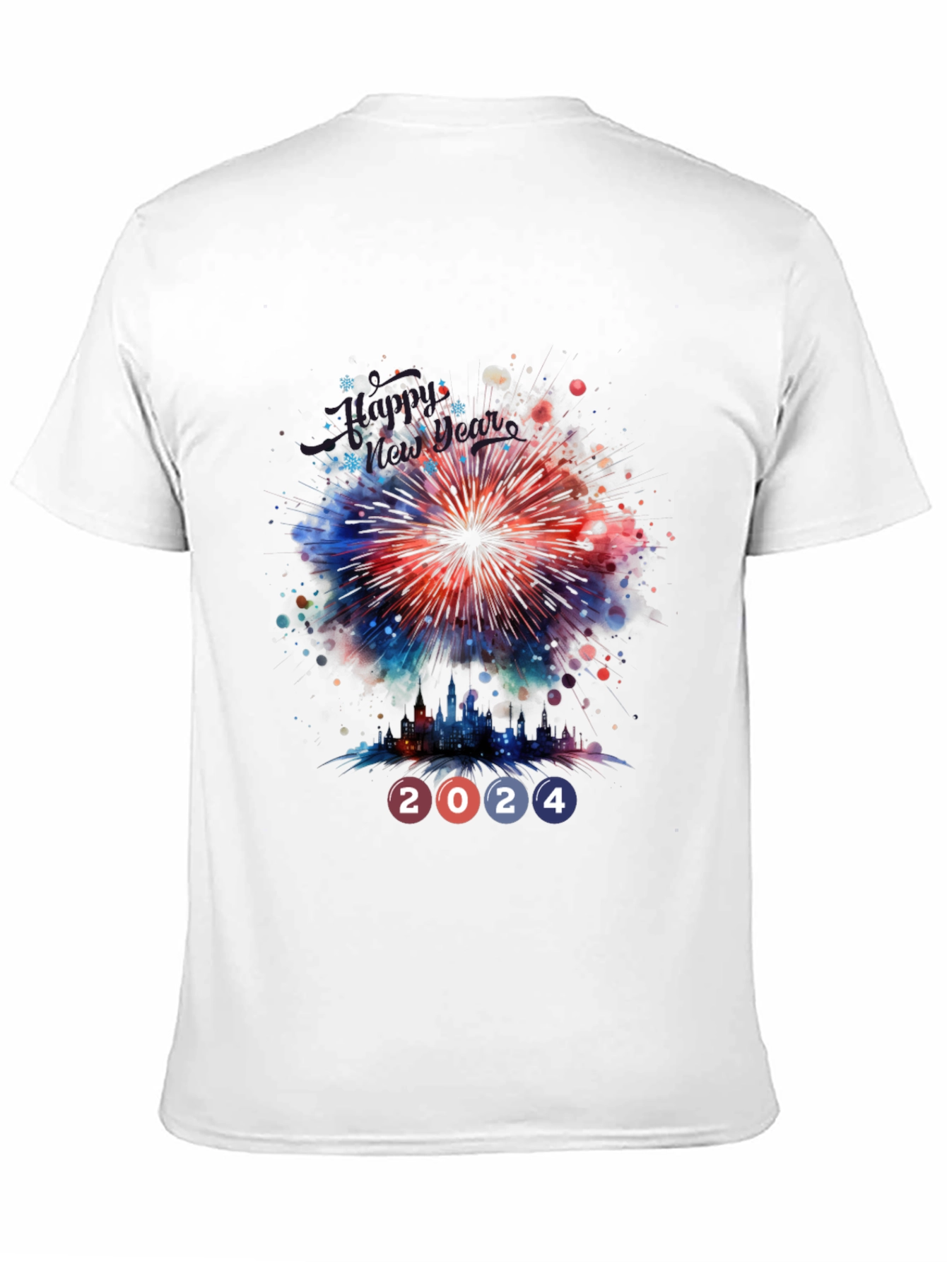 New Year 2024 Fireworks Graphic T-Shirt