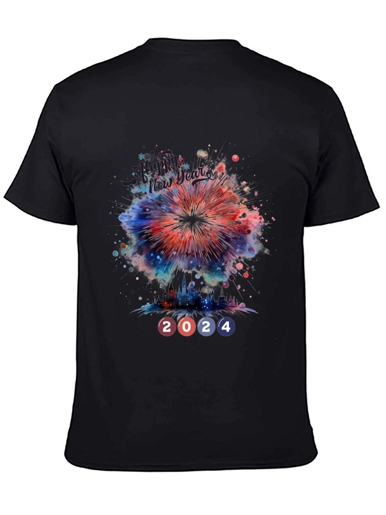 New Year 2024 Fireworks Graphic T-Shirt