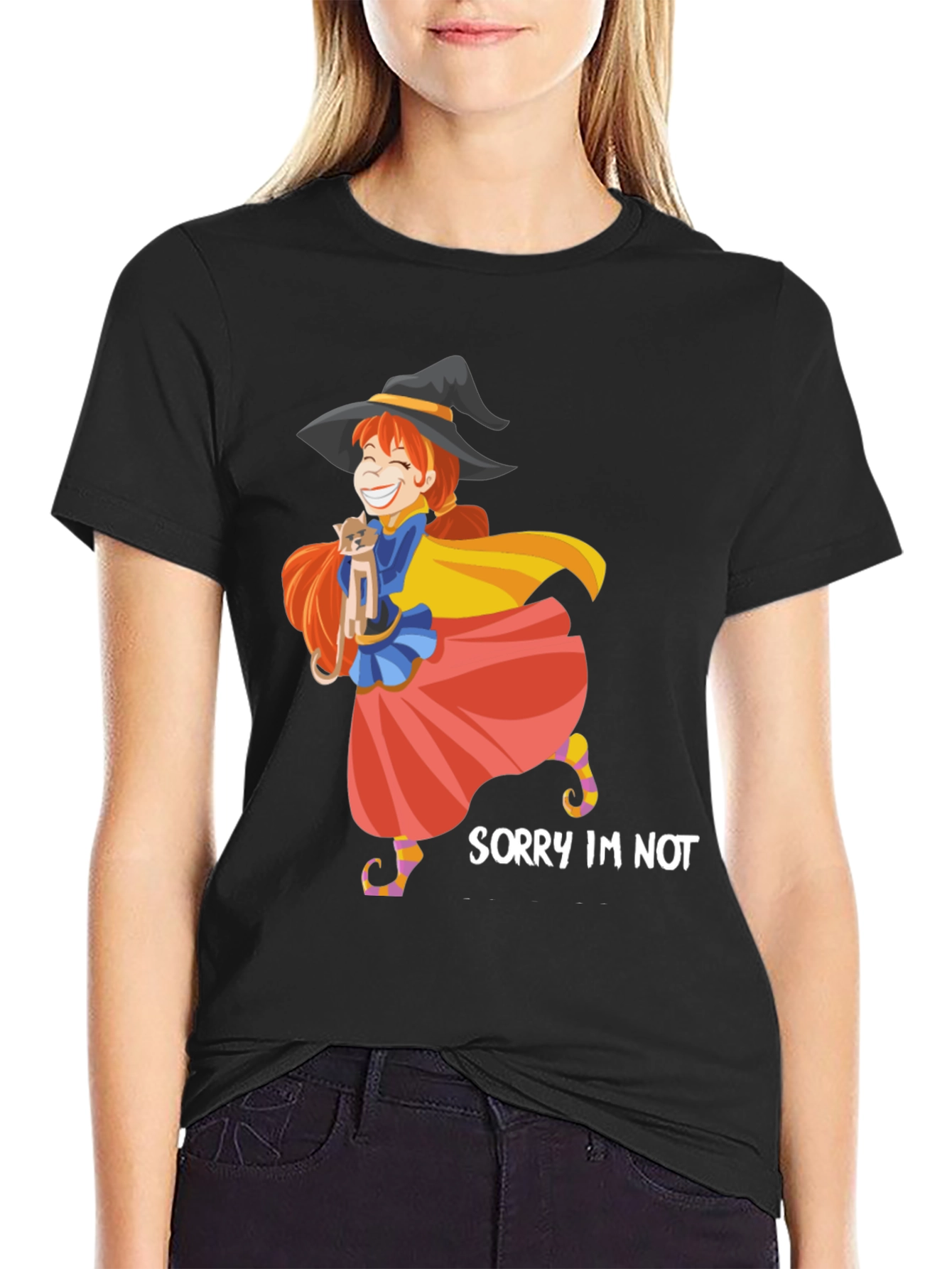 Witch Cat Lover T-Shirt - Sorry Im Not