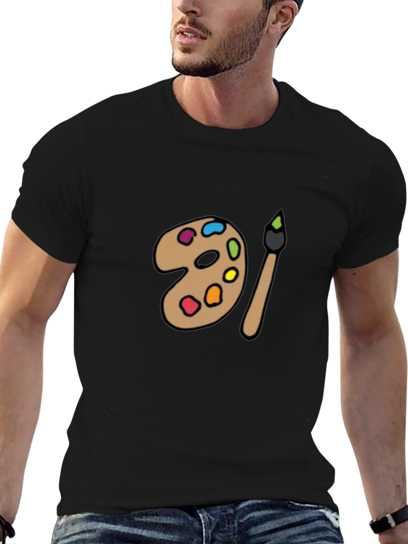 Artist Palette Graphic Tee - Black Cotton Shirt