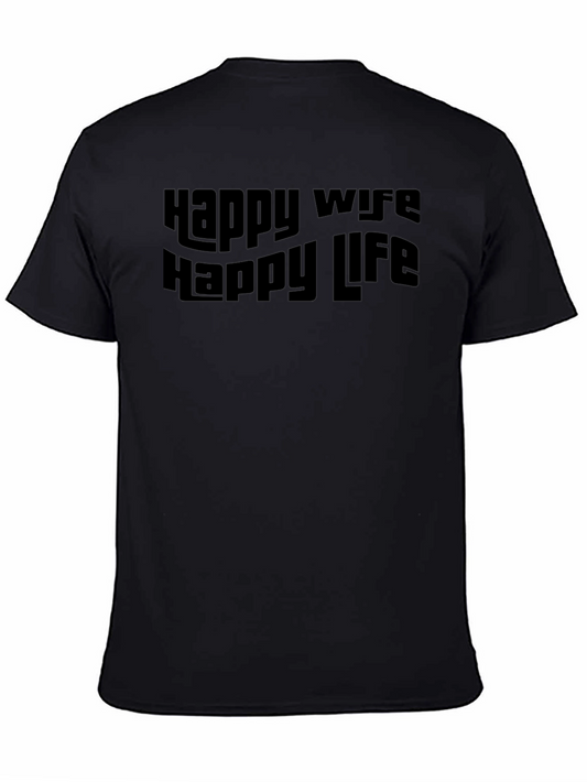 Happy Wife Happy Life Black Graphic Tee