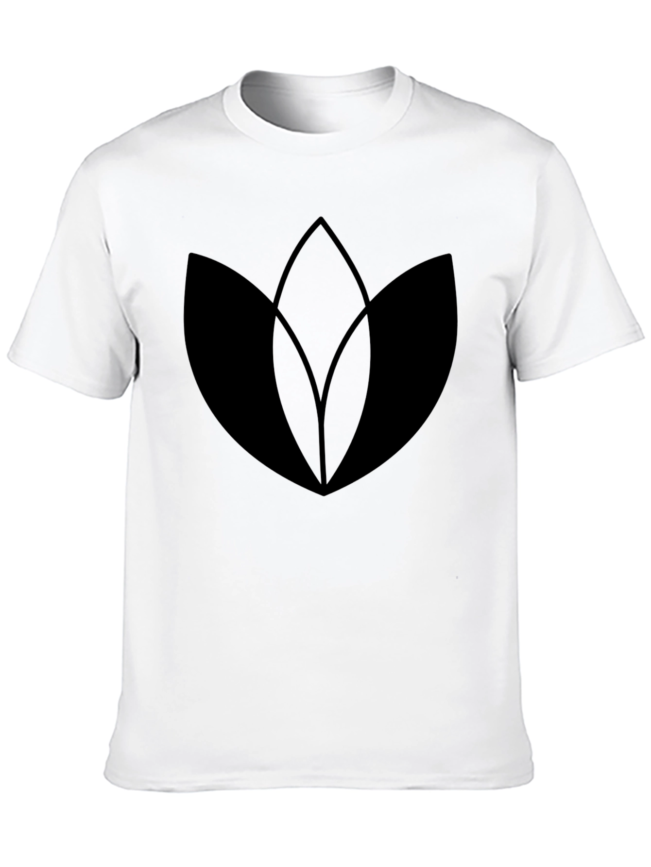 Mens Black T-Shirt with Abstract Leaf Graphic