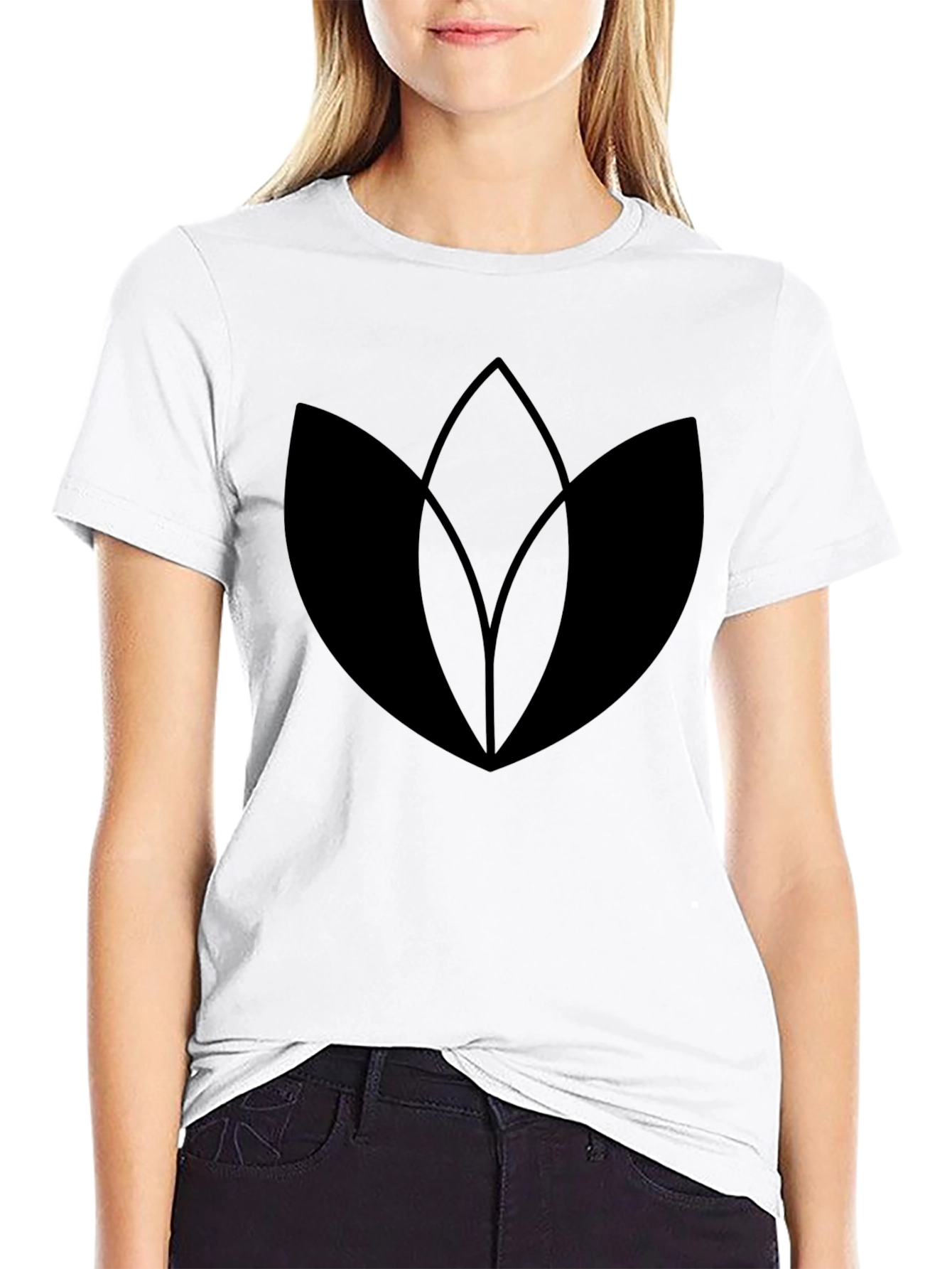 Mens Black T-Shirt with Abstract Leaf Graphic