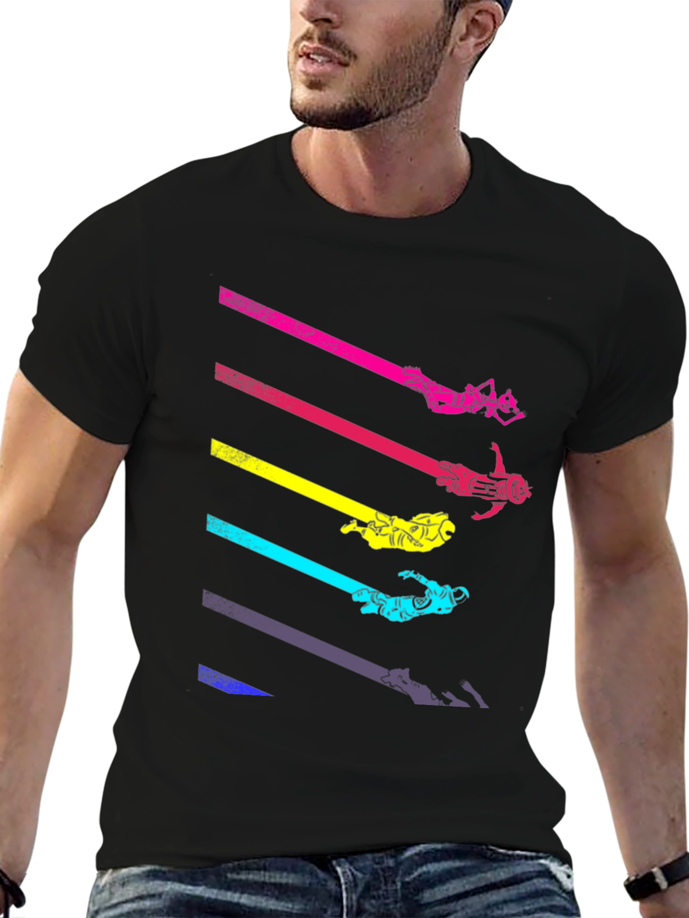 Retro Space Diver Black T-Shirt