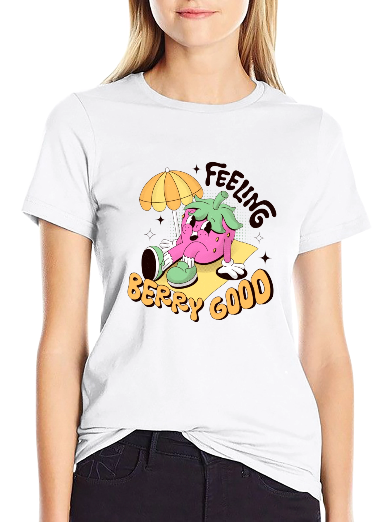 Feeling Berry Good Cartoon Graphic T-Shirt