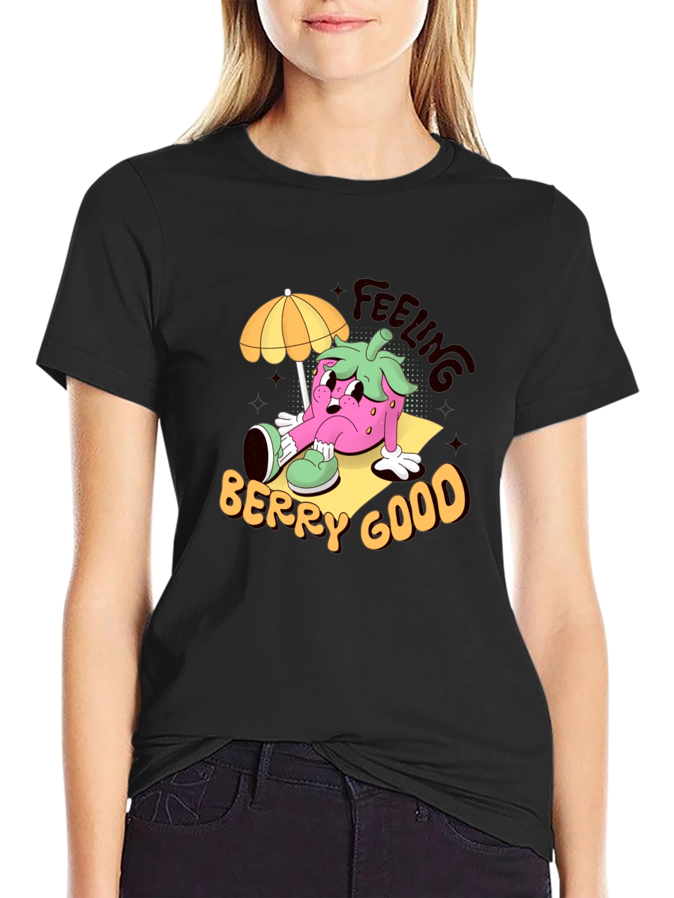 Feeling Berry Good Cartoon Graphic T-Shirt