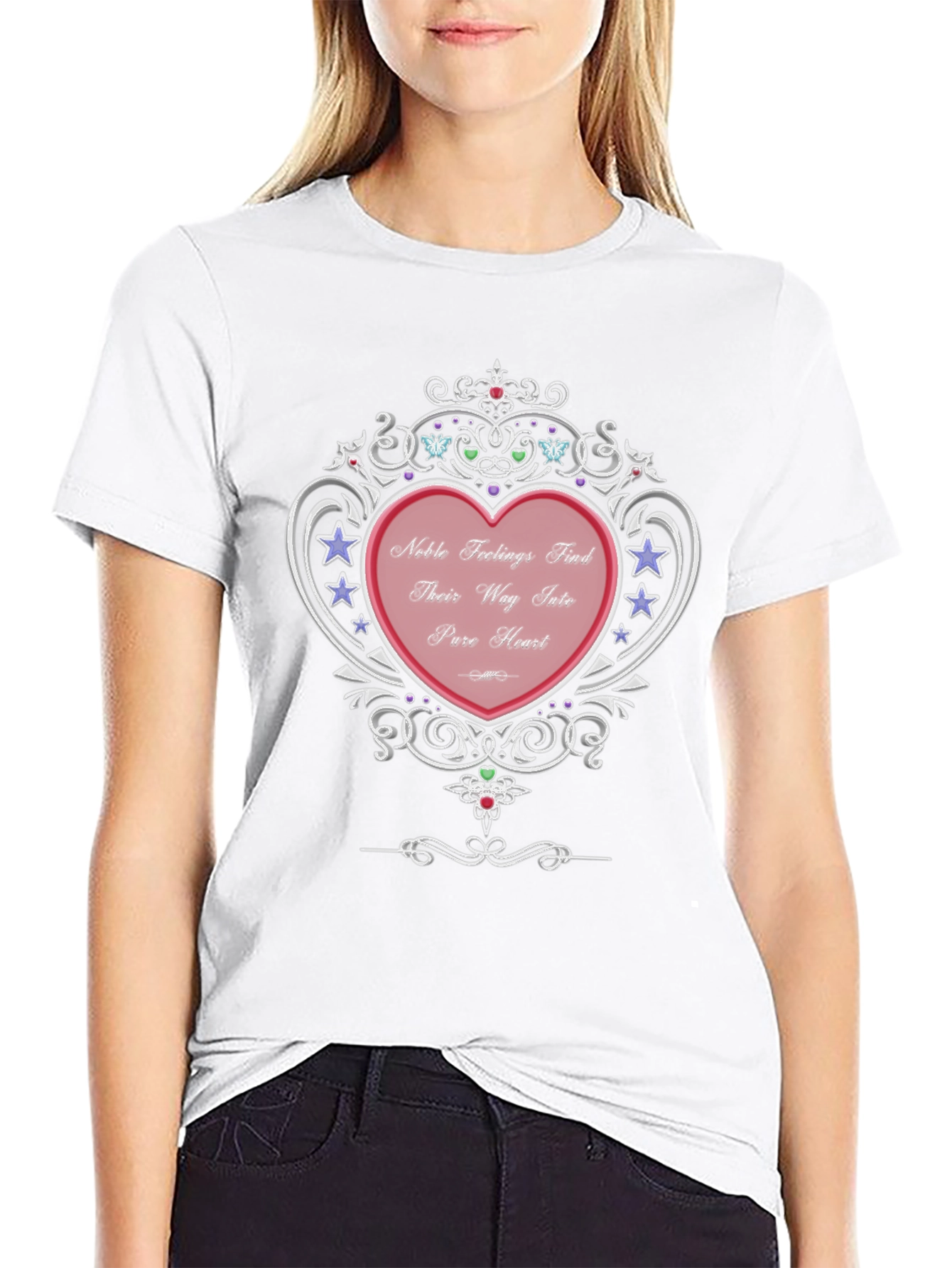 Noble Feelings Heart Graphic Tee - Premium Black Shirt
