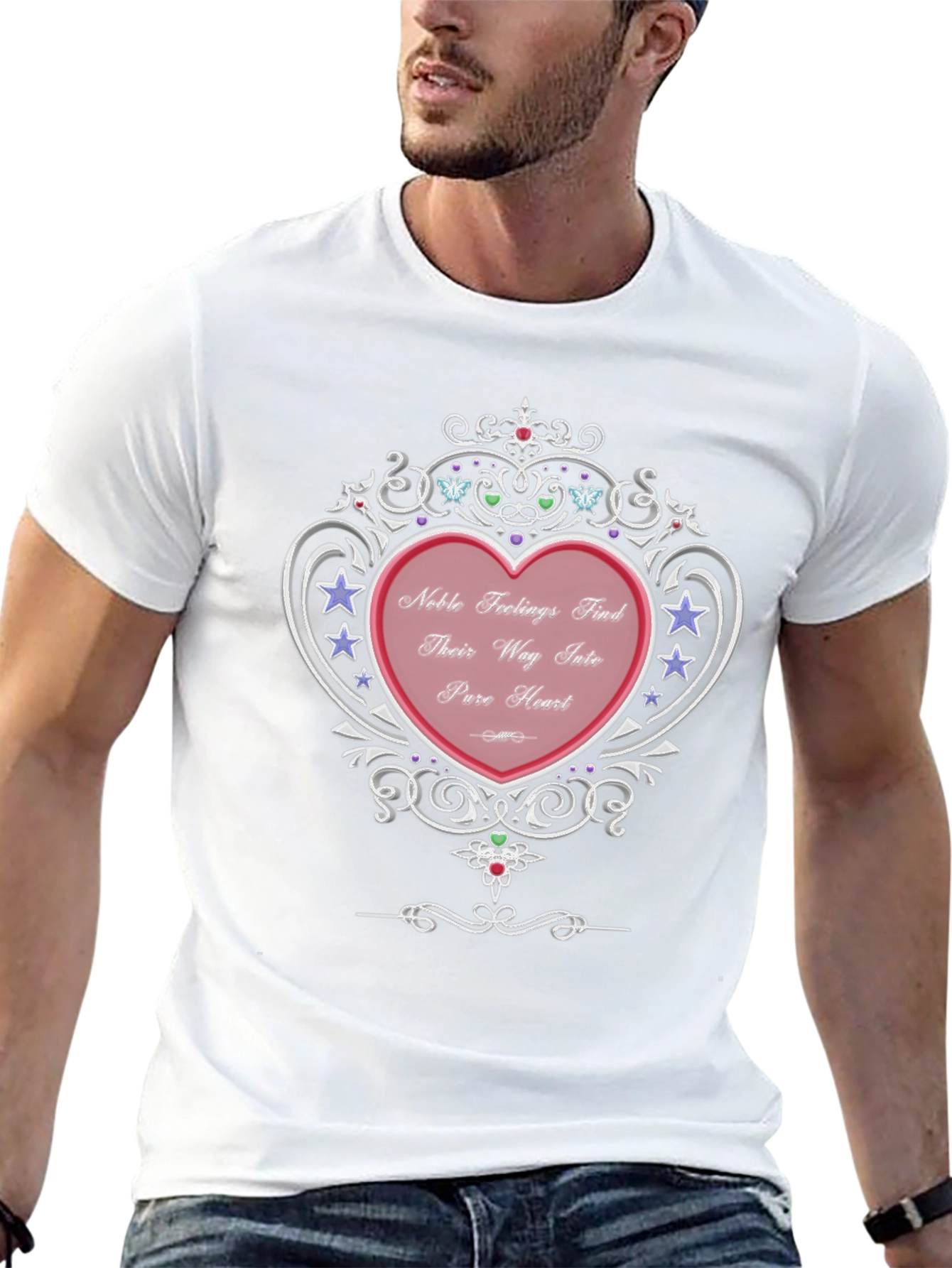 Noble Feelings Heart Graphic Tee - Premium Black Shirt