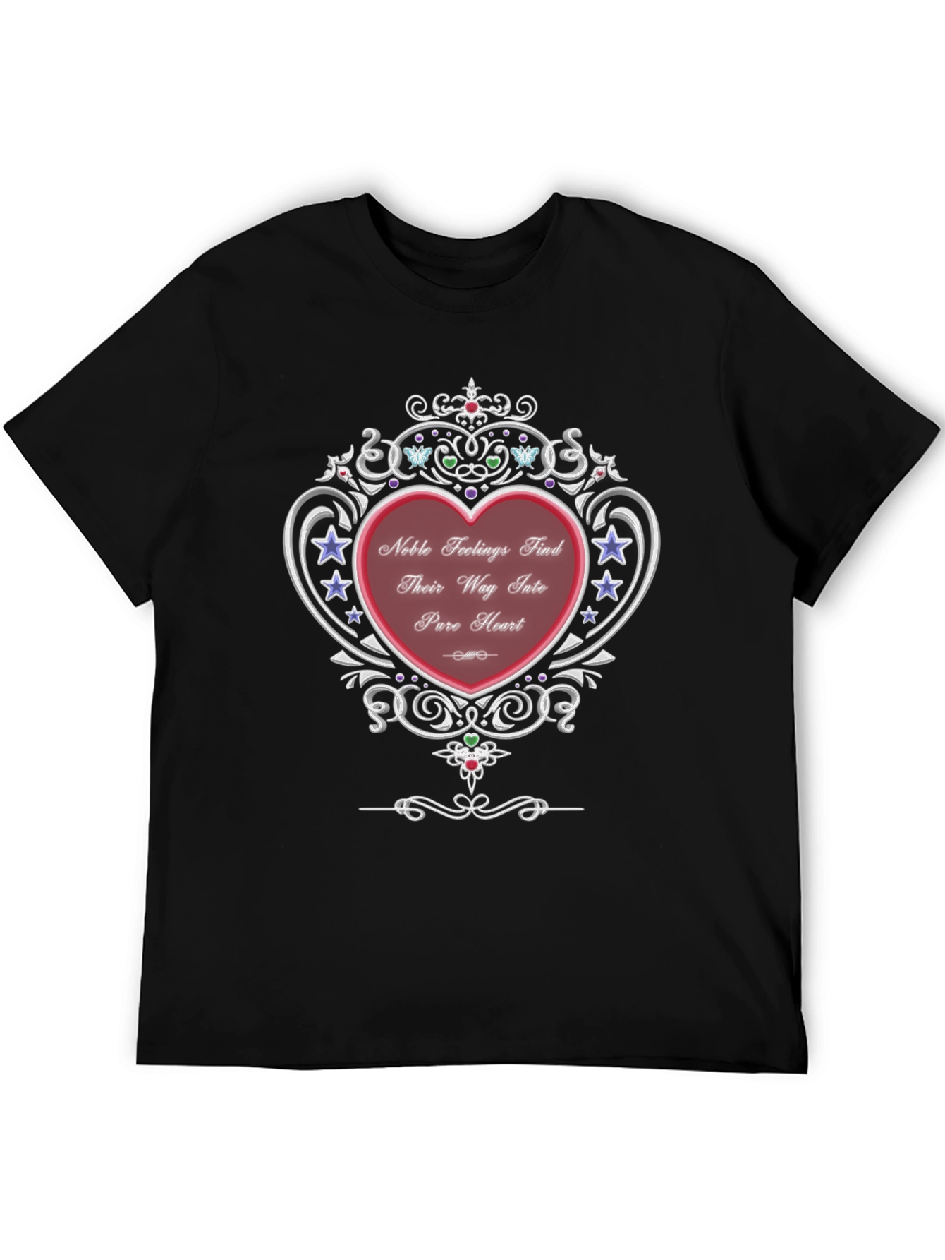 Noble Feelings Heart Graphic Tee - Premium Black Shirt