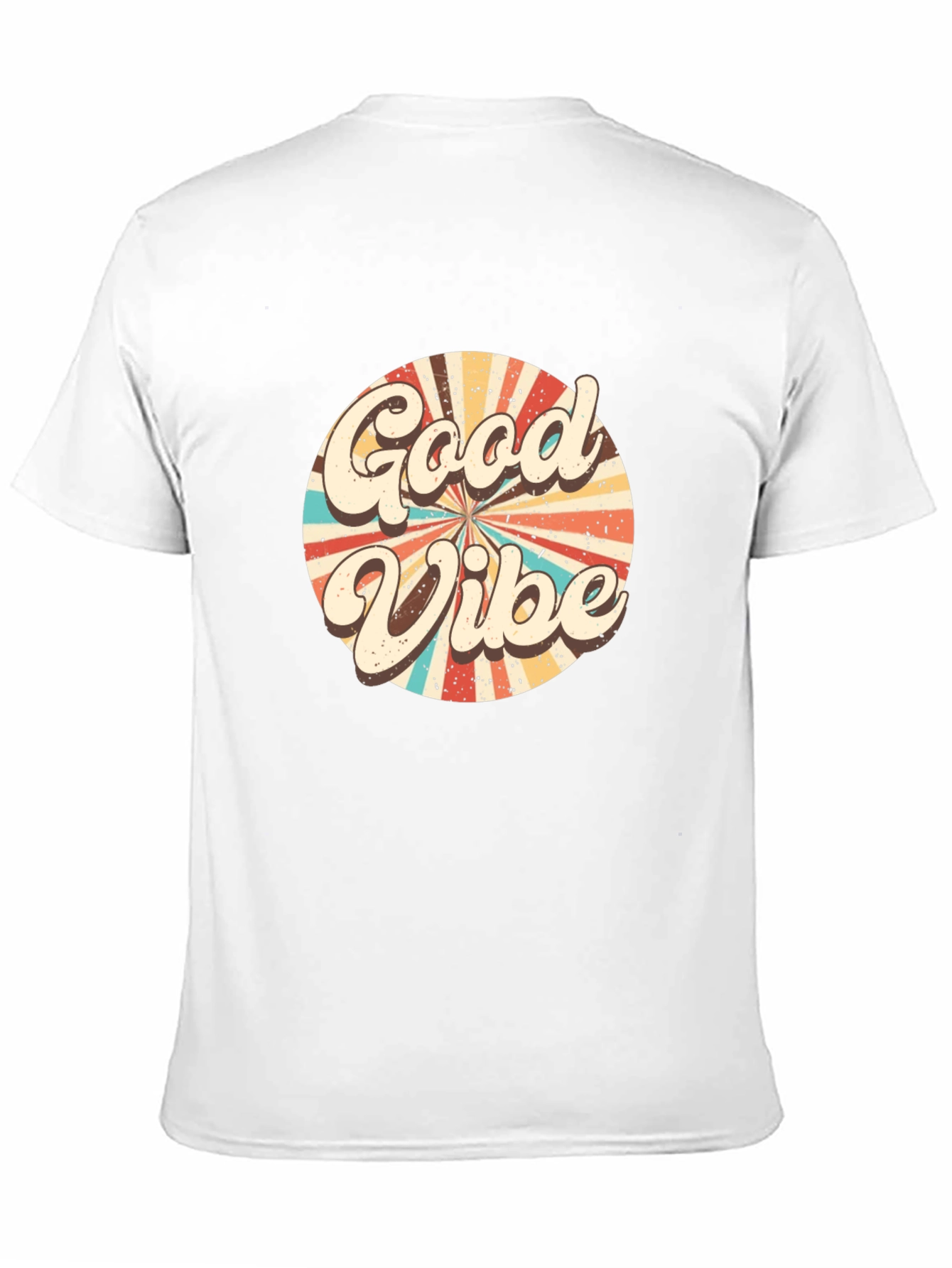 Retro Good Vibes Graphic Tee - Black Cotton T-Shirt