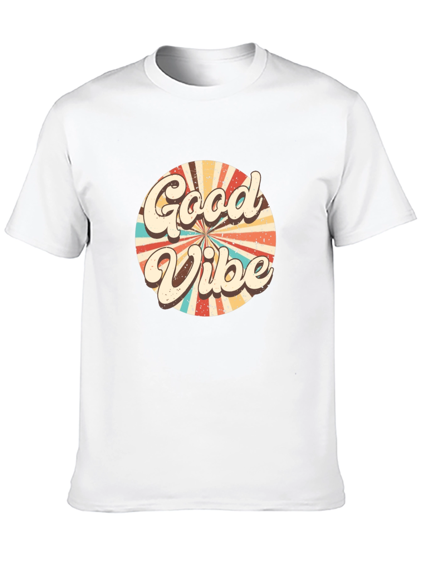 Retro Good Vibes Graphic Tee - Black Cotton T-Shirt