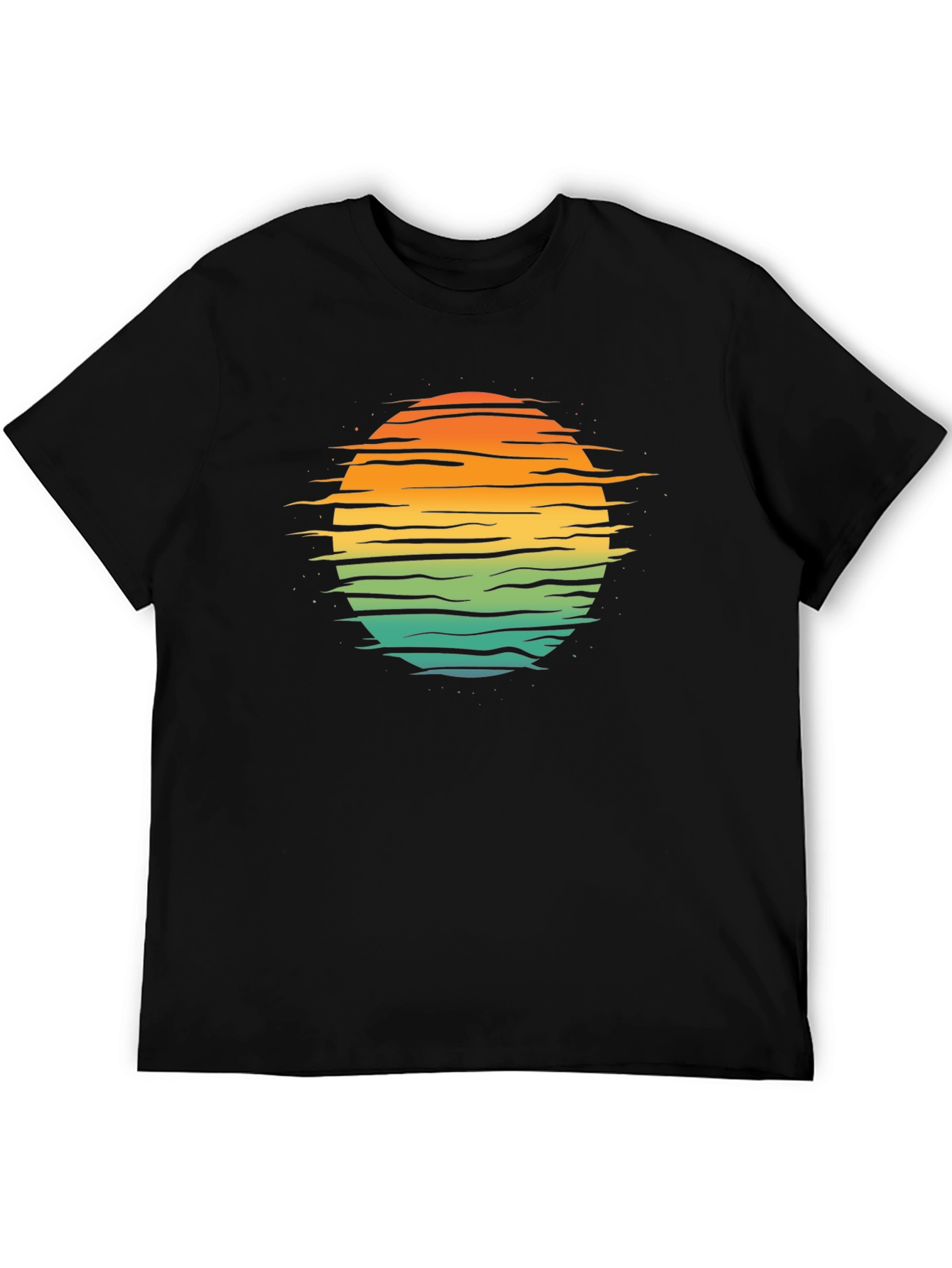 Retro Sunset Horizon T-Shirt - Black