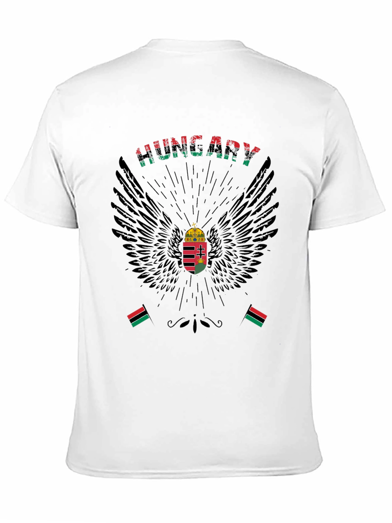 Hungary Flag Eagle T-Shirt - Mens Black Tee