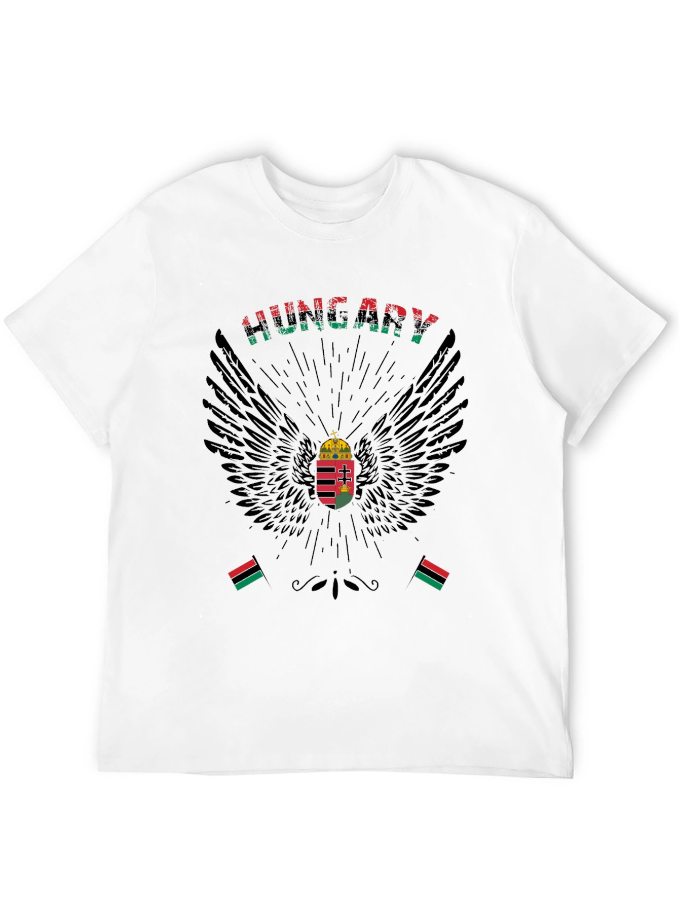 Hungary Flag Eagle T-Shirt - Mens Black Tee
