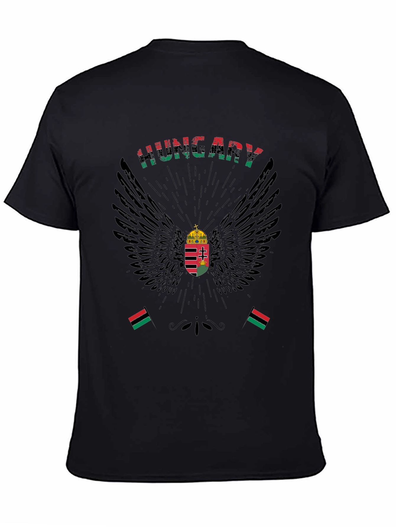 Hungary Flag Eagle T-Shirt - Mens Black Tee