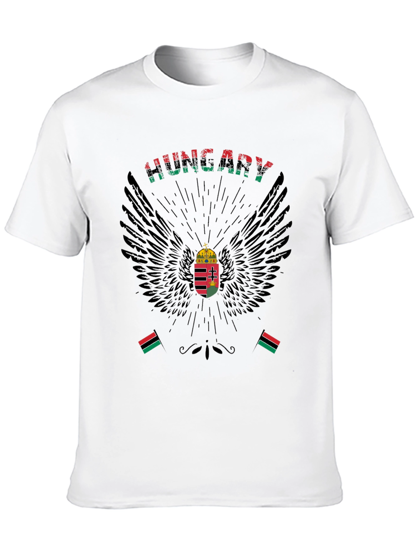 Hungary Flag Eagle T-Shirt - Mens Black Tee