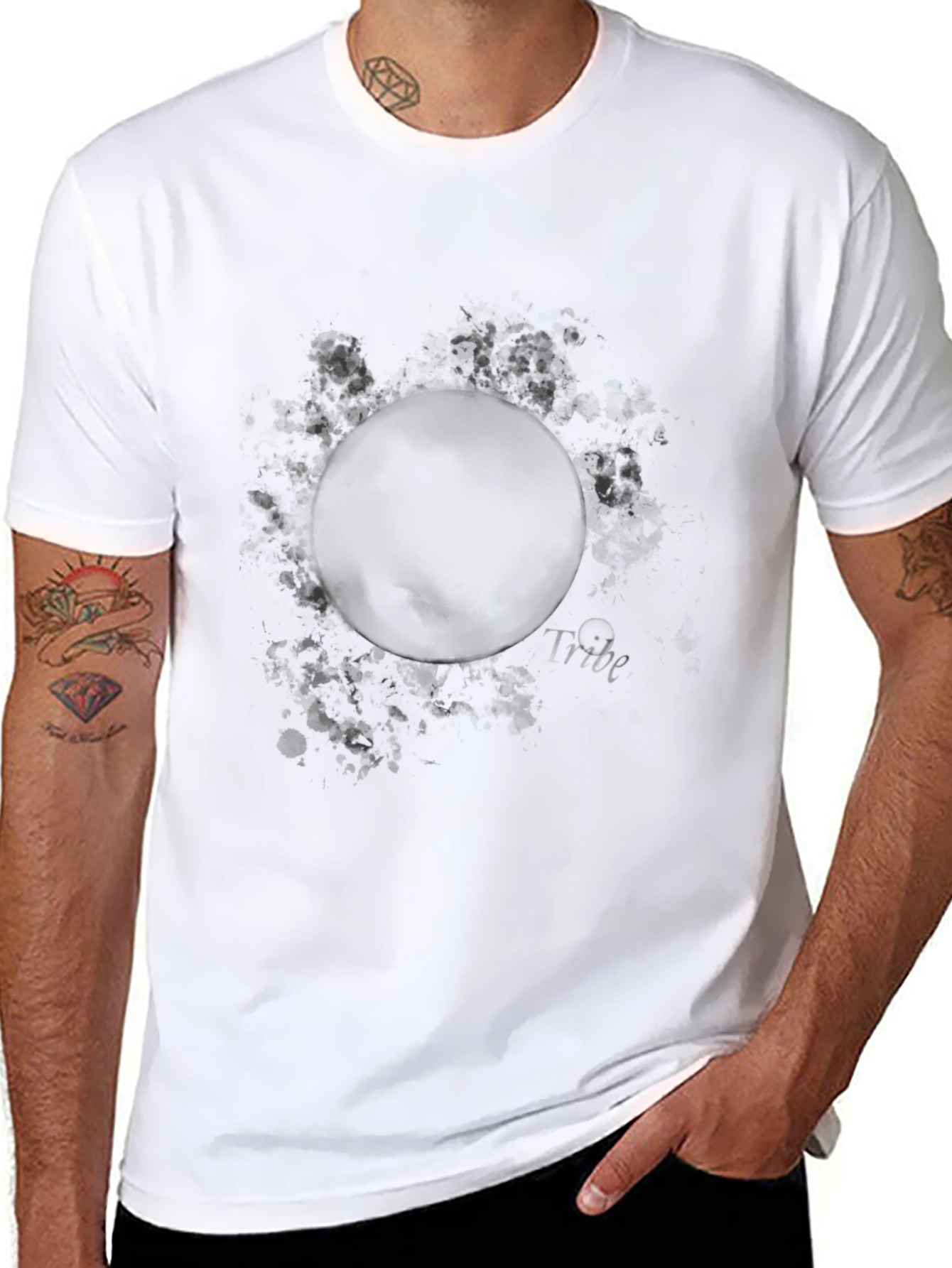 Mens Black Graphic Tee - Vibe Circle Design