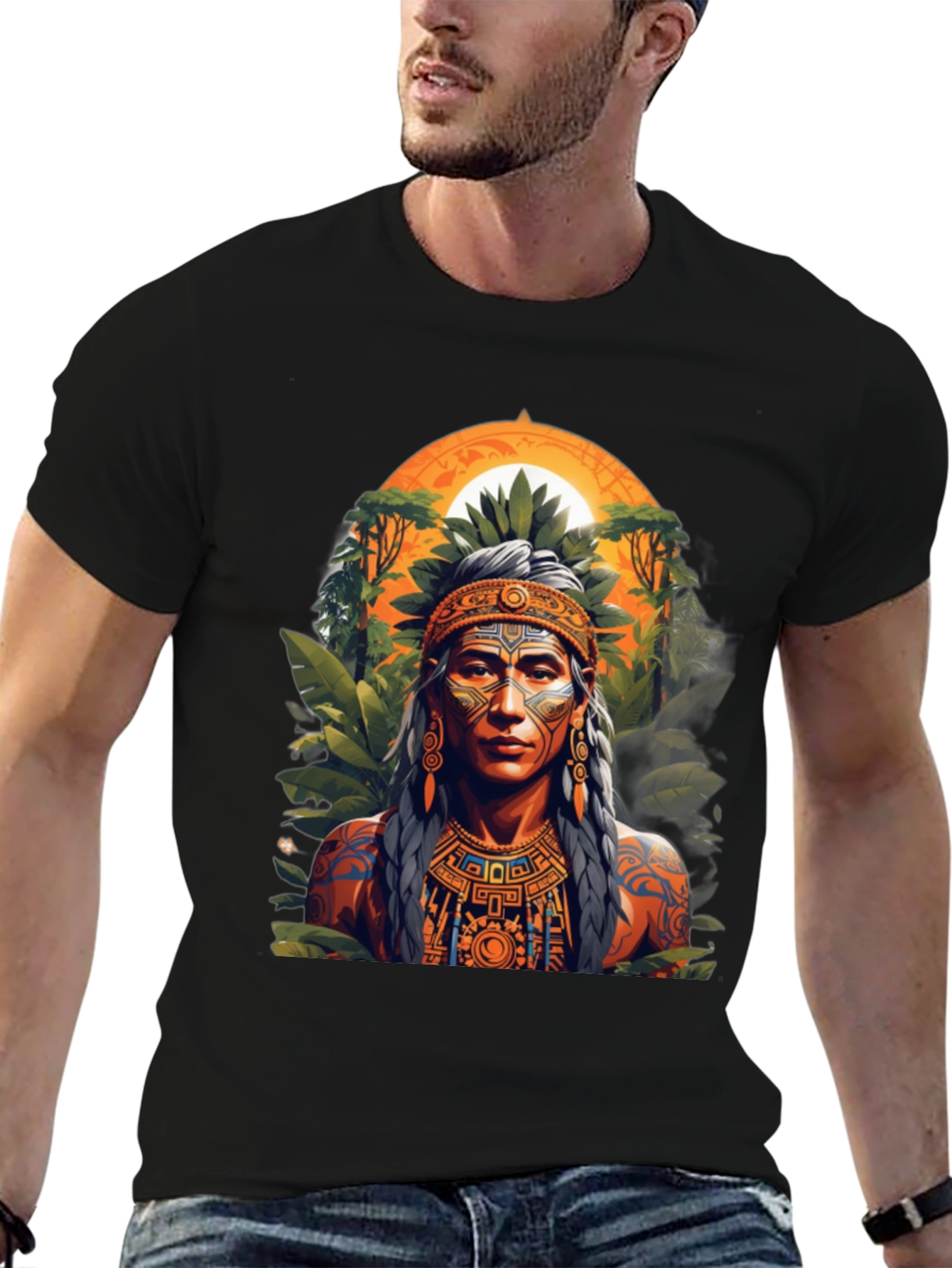 Aztec Warrior T-Shirt - Black Graphic Tee