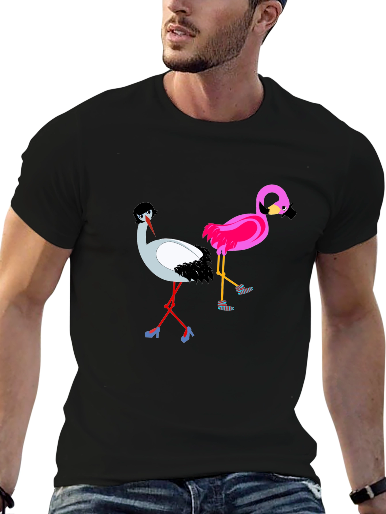Funky Flamingo & Stork Graphic Tee