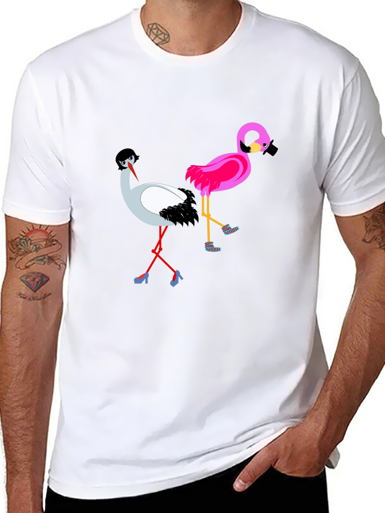 Funky Flamingo & Stork Graphic Tee